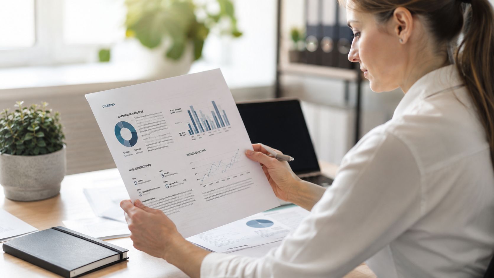Kvindelig tekniker analyserer termografibillede af eltavle.